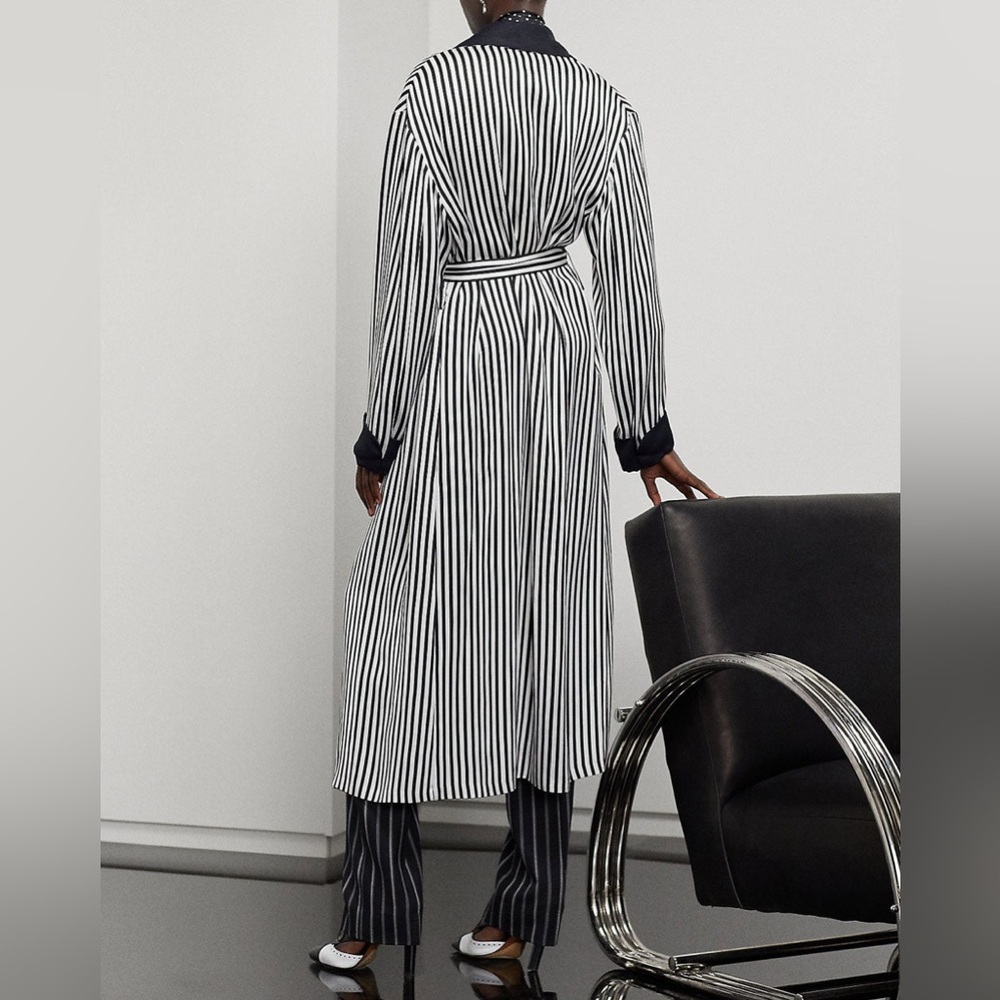 Ralph Lauren $2890 Purple Label Black and White Stripe Kalpita Coat Size 10 - Picture 4 of 15